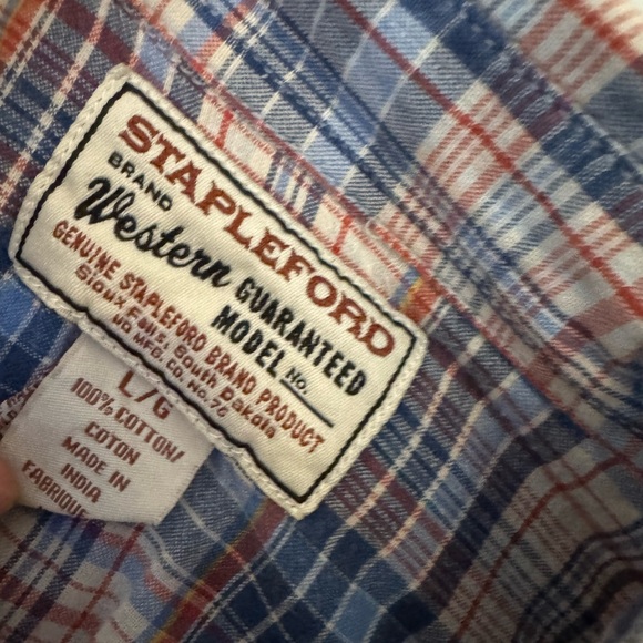 Levi's Men's Blue and Red Plaid Shirt - Picture 3 of 4